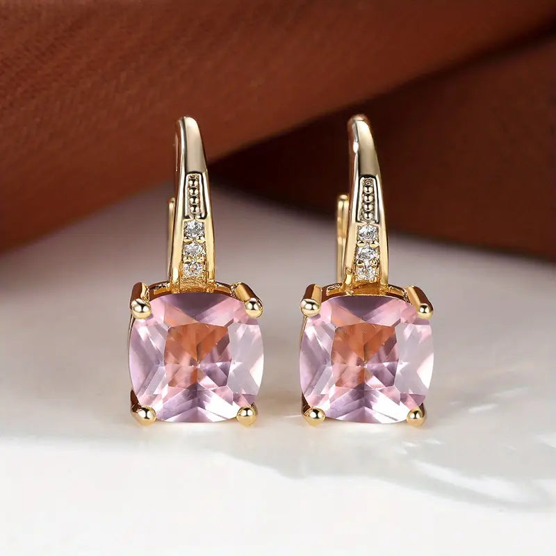 Mistic Sapphire Stone Hoop Earrings | Gold