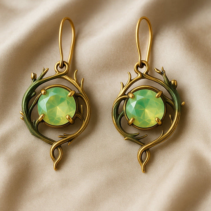 Nature-Inspired Green Opal Earrings