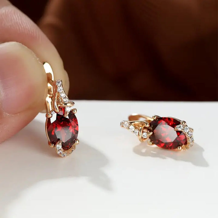 Crimson Twilite Drop Earrings | Gold