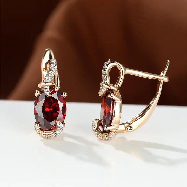 Crimson Twilite Drop Earrings | Gold