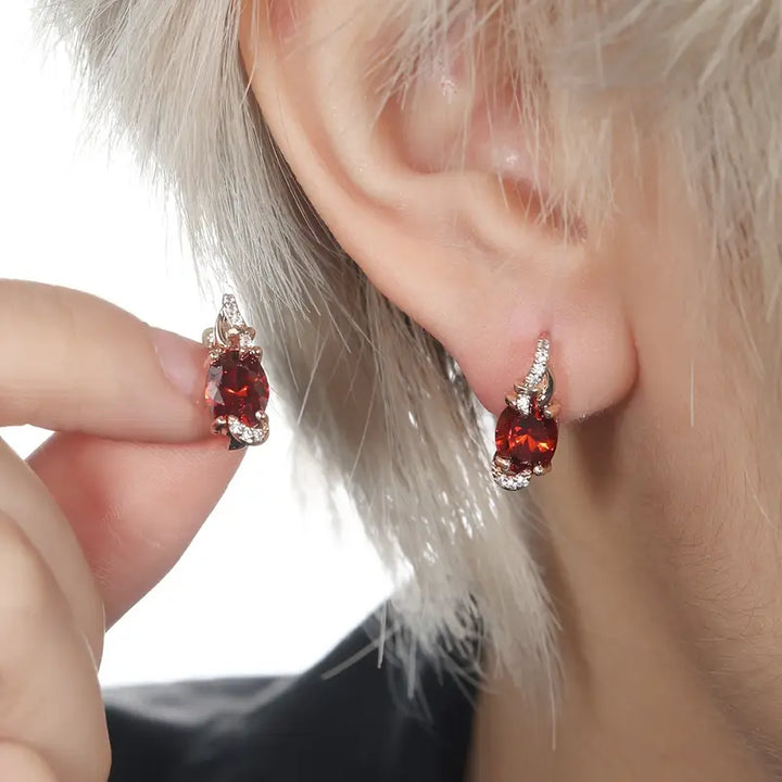 Crimson Twilite Drop Earrings | Gold