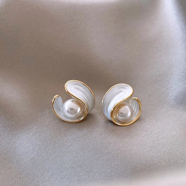 Luxe White Opal Earrings with Pearls in Gold