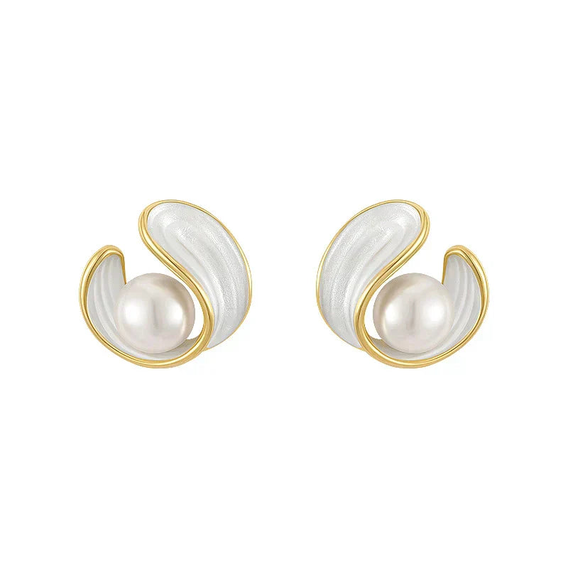 Luxe White Opal Earrings with Pearls in Gold