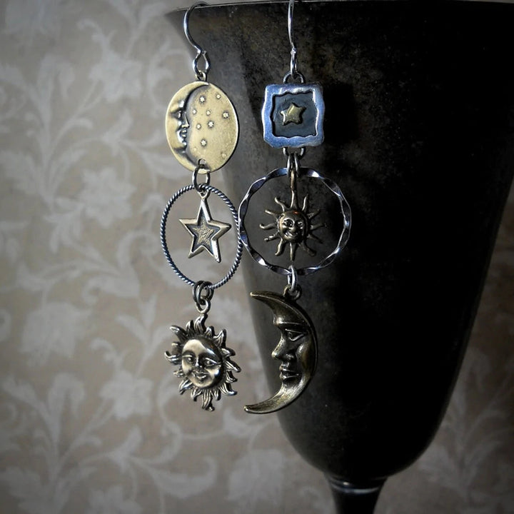 Earrings with Sun-Moon Pendant