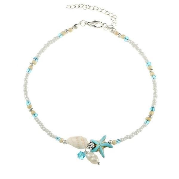 Starr and Shell Anklet Bracelet with Natural Stones
