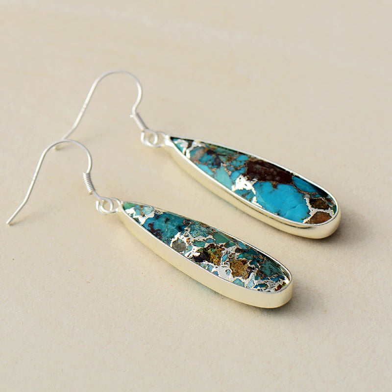 Chic Turquoise Jasper Drop Earrings