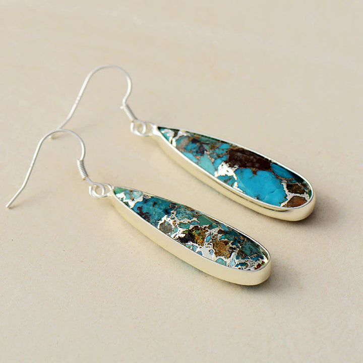 Chic Turquoise Jasper Drop Earrings