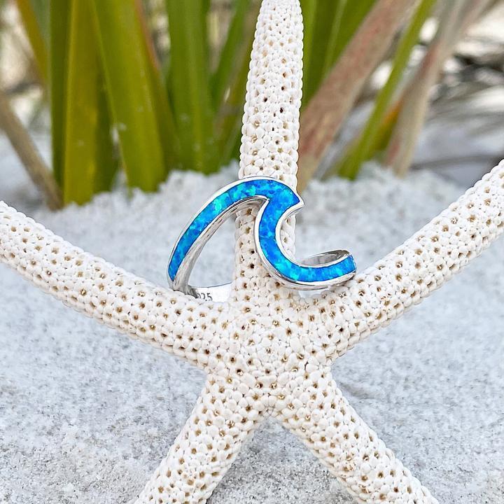 Sear Wave Ring in Opal and Silver