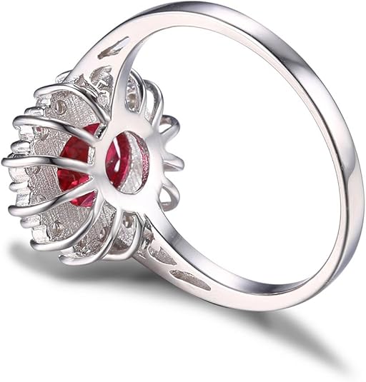 Clasic Ruby Halo Ring | White Gold