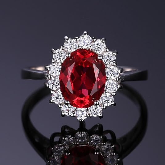 Clasic Ruby Halo Ring | White Gold