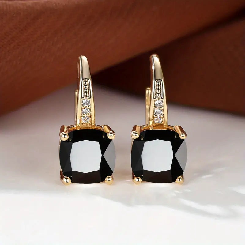 Mistic Sapphire Stone Hoop Earrings | Gold
