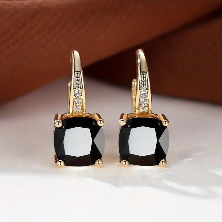 Mistic Sapphire Stone Hoop Earrings | Gold