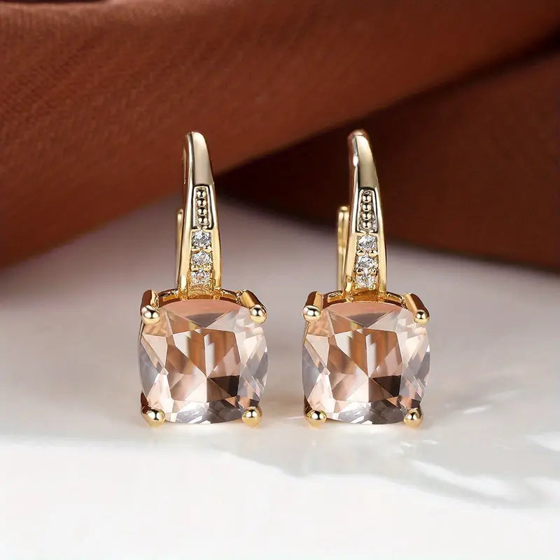 Mistic Sapphire Stone Hoop Earrings | Gold