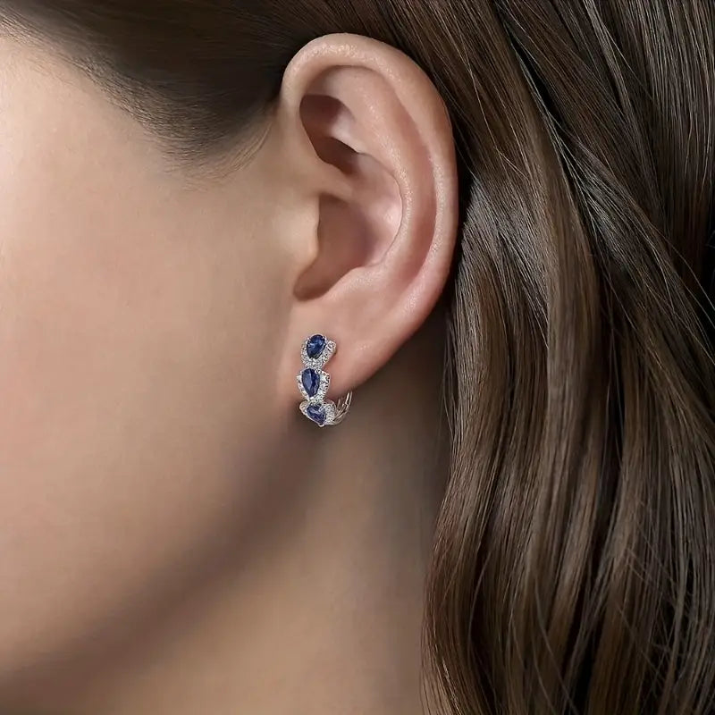 Royal Saphire Crest Earrings | White Gold