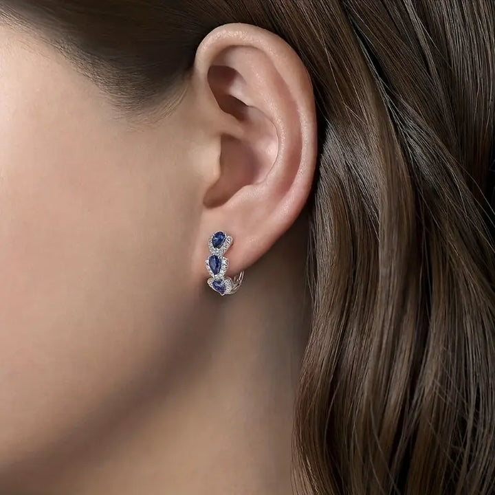 Royal Saphire Crest Earrings | White Gold