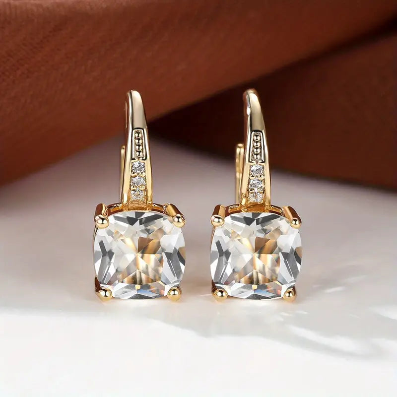 Mistic Sapphire Stone Hoop Earrings | Gold