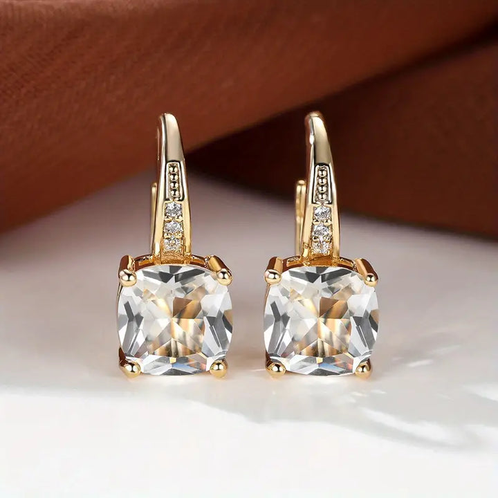 Mistic Sapphire Stone Hoop Earrings | Gold