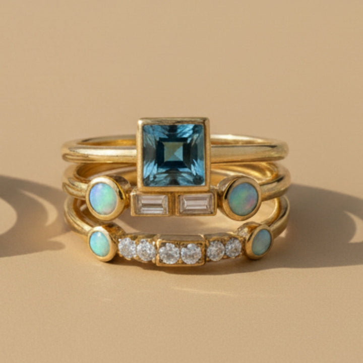 Set of Vintage Blue Crystal Rings