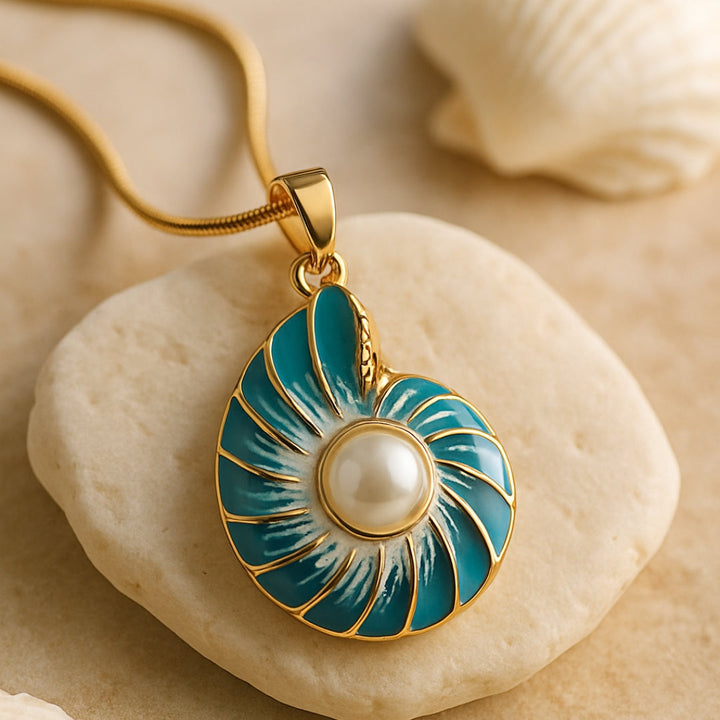 Blue Pearl Shell Necklace