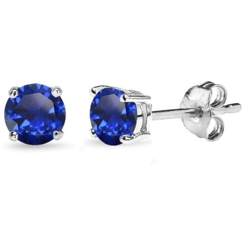 Clasic Sapphire Stud Earrings | White Gold
