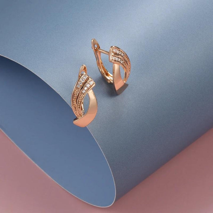 Rose Gold Earrings Featuring Elegant Zirconia