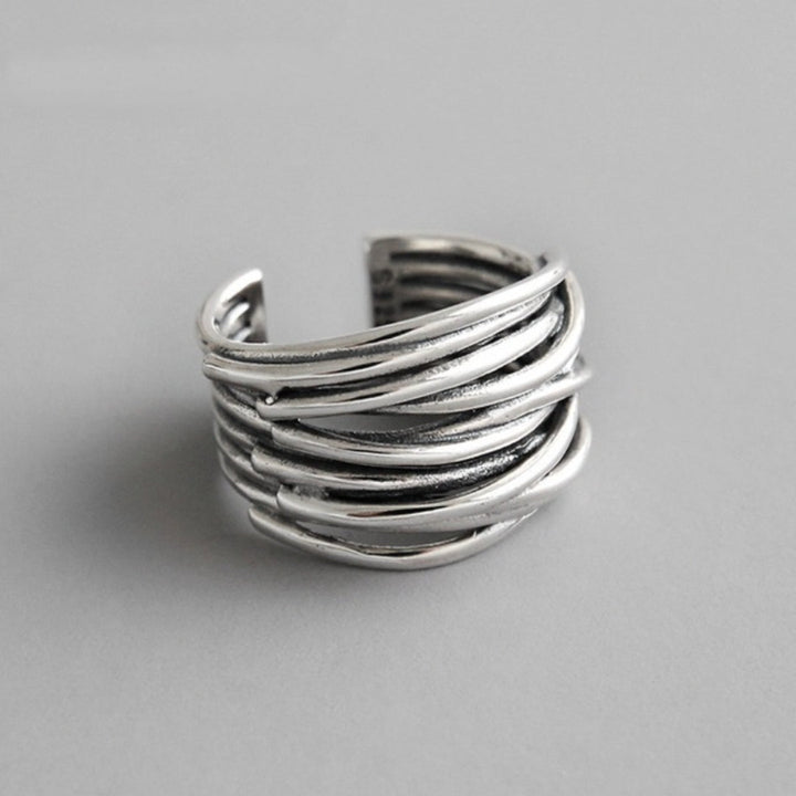 Adjustable Silvar Ring with Layers