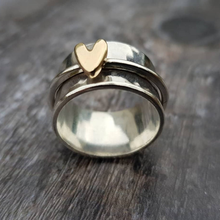Melie - Silver Ring with Golden Heart