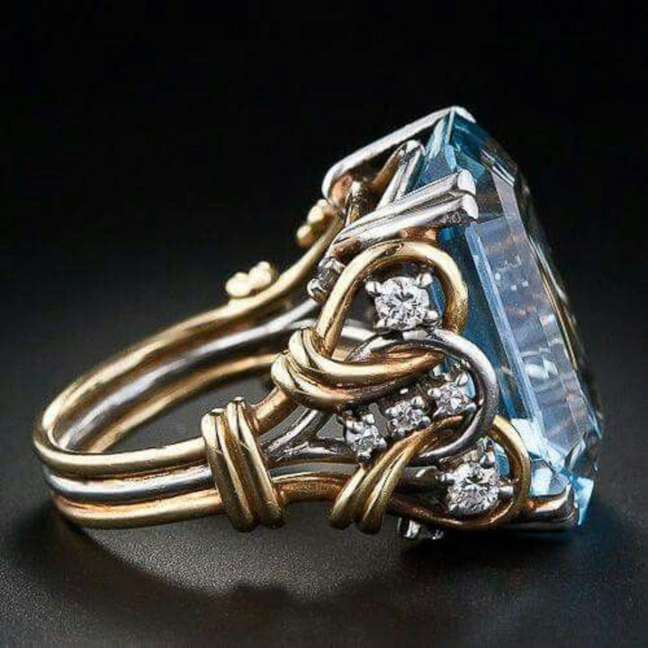 Vintaje Blue Zirconia Layered Gold Ring
