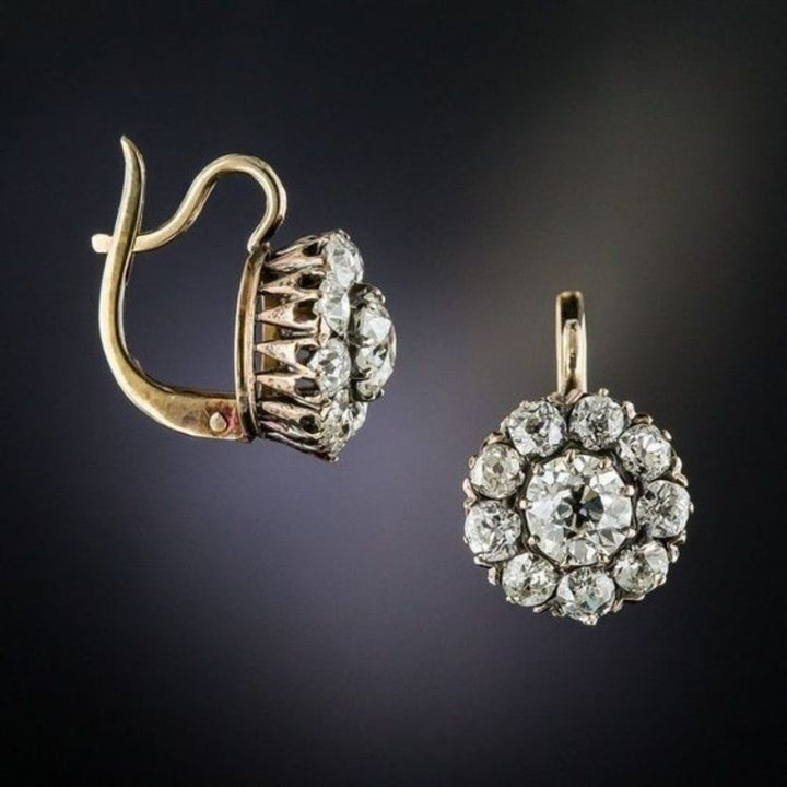 Vintaje Inlaid Gems Gold Earrings