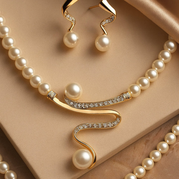 Elegant Pearl Necklace and Earring Set