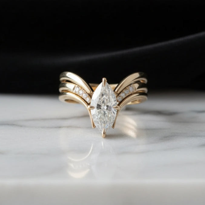 Gold Crown Drop Ring