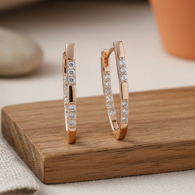Gold Zirconia Earrings - Elegant Design
