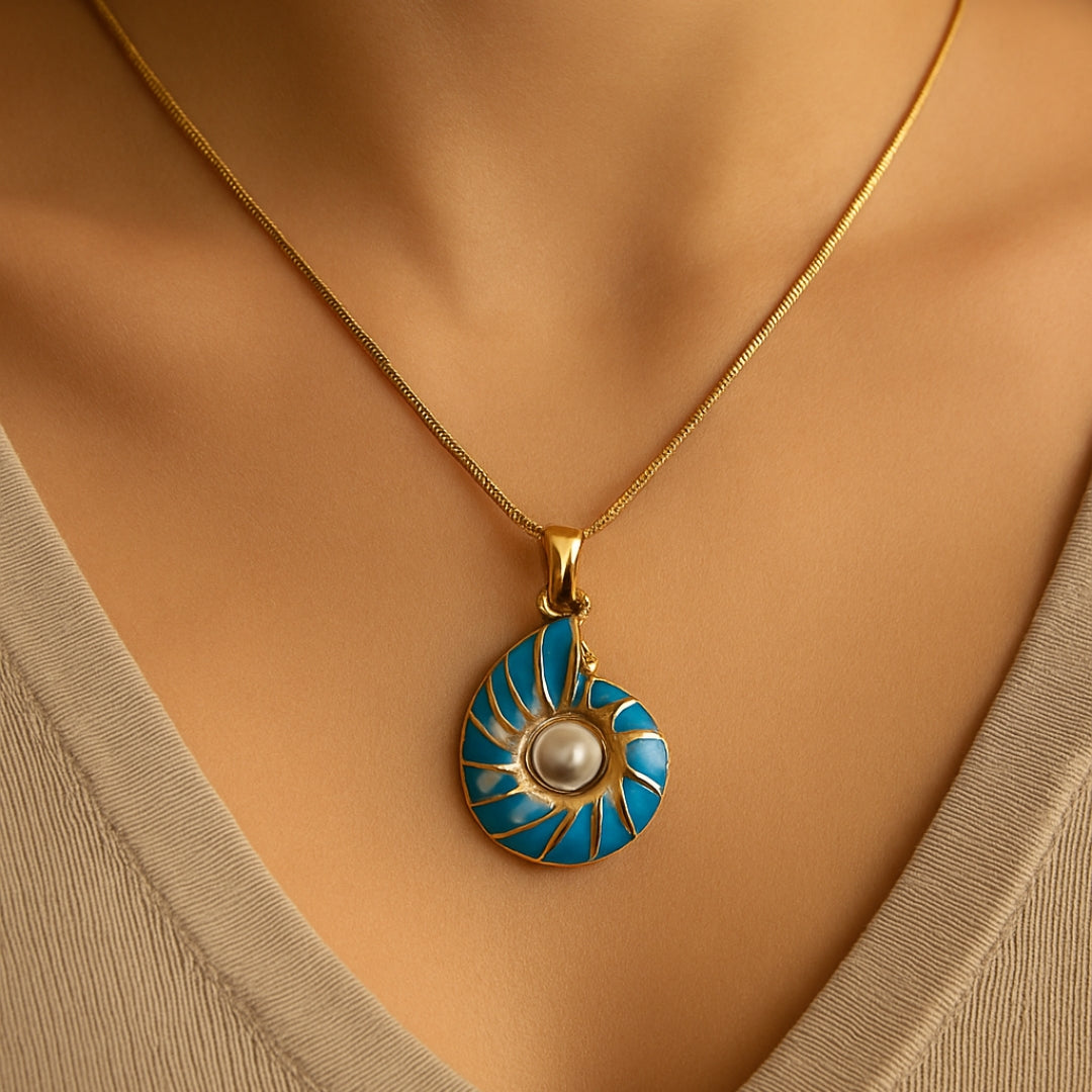 Blue Pearl Shell Necklace