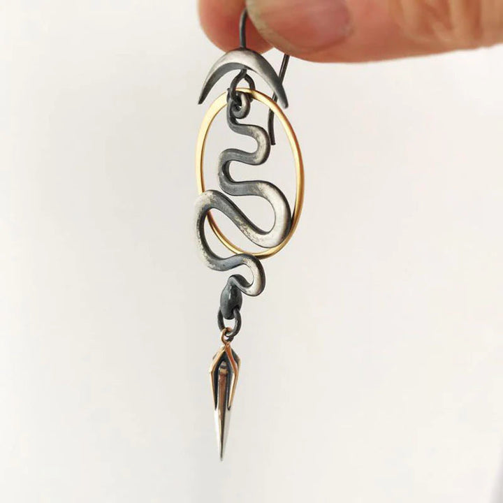 Serpentine Spiral Earrings in Irregular Geometric Design