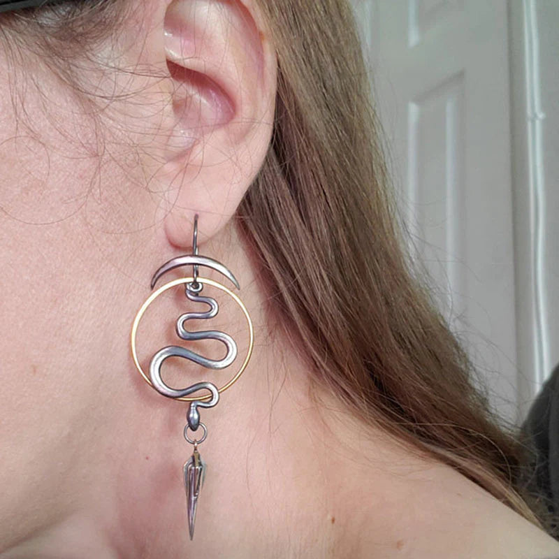 Irregulary Geometric Spiral Earrings Serpentine