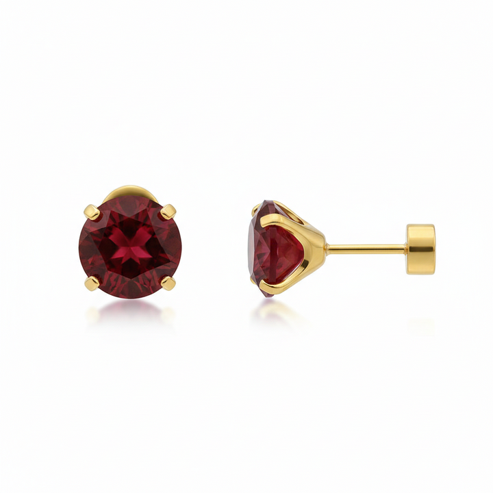Rubi Round Stud Earrings | Gold