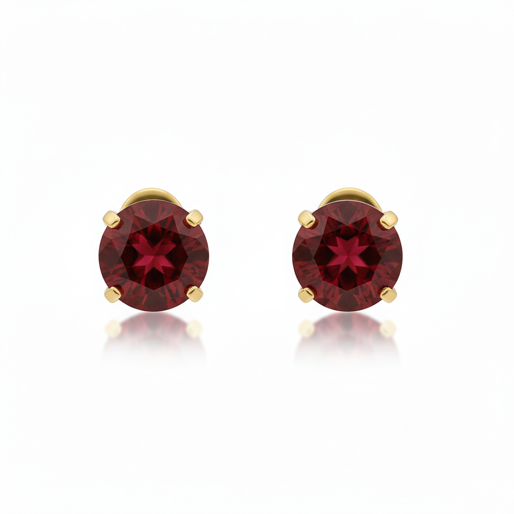 Rubi Round Stud Earrings | Gold