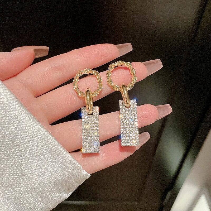 Luxeurious Zirconia Earrings in Sterling Silver and Rhinestone Encrusted Baths