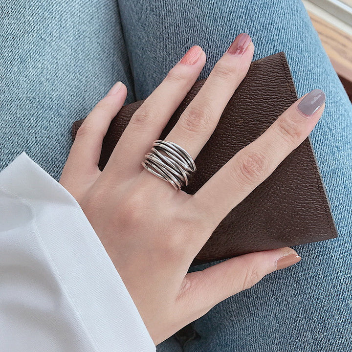 Adjustable Silvar Ring with Layers