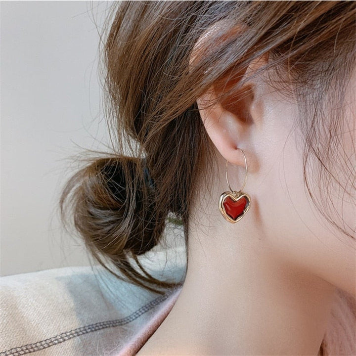 Red Heart Earrings for Little Ones