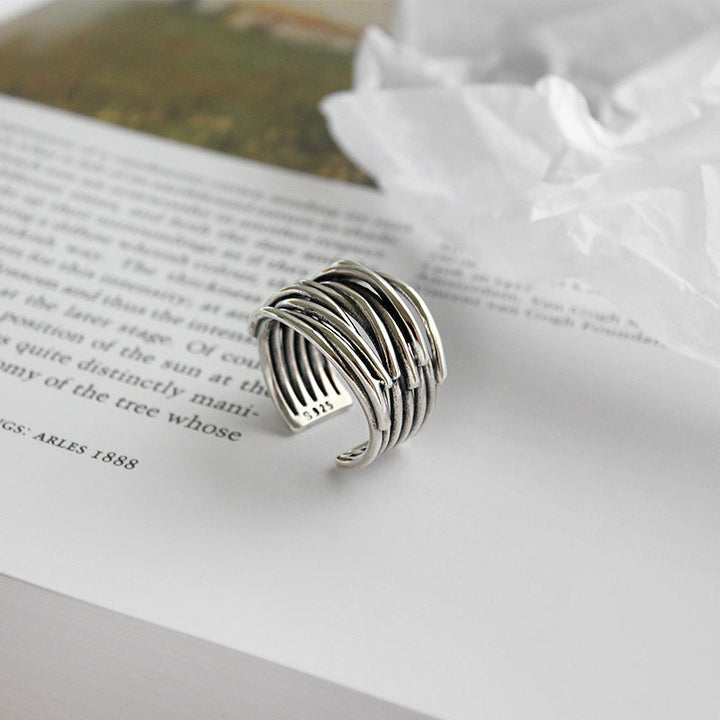 Modified title: 926 Sterling Silver Adjustable Layered Ring
