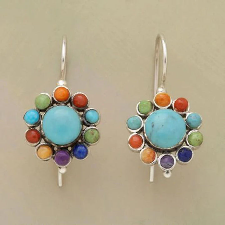 Turquoise Round Earrings in Multicolour