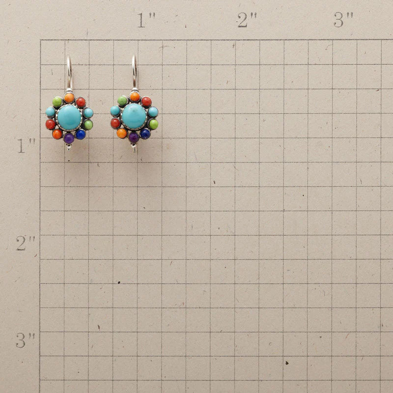 Turquoise Round Earrings in Multicolour