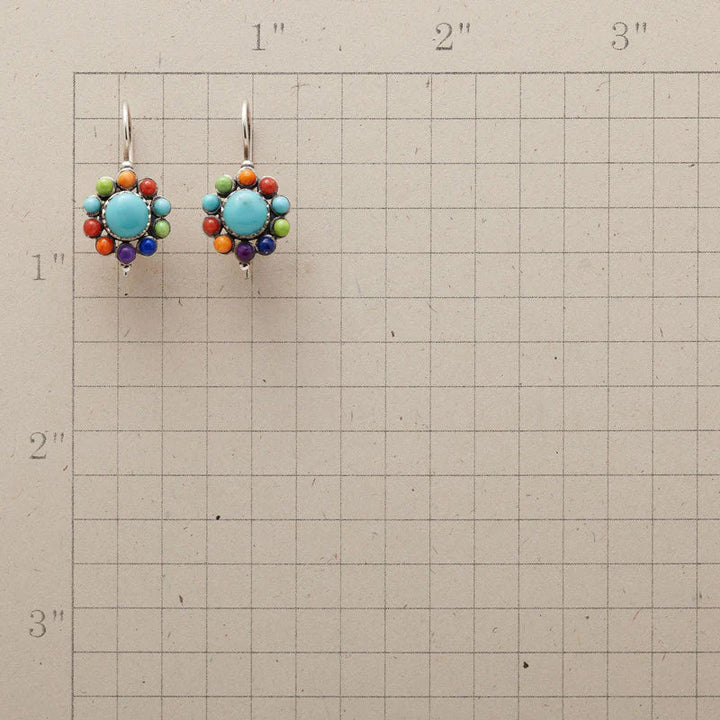 Multicolourred Turquoise Round Earrings