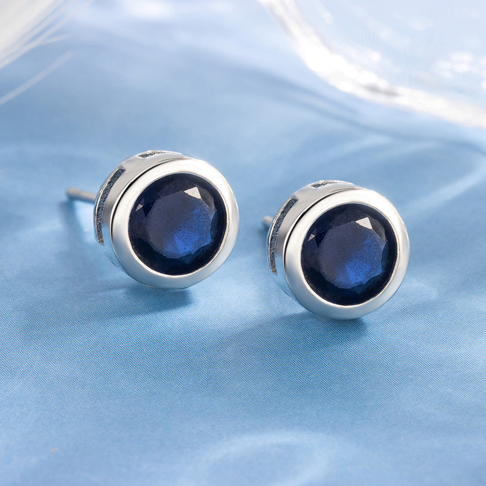 Sapphiree Bezel Stud Earrings | White Gold