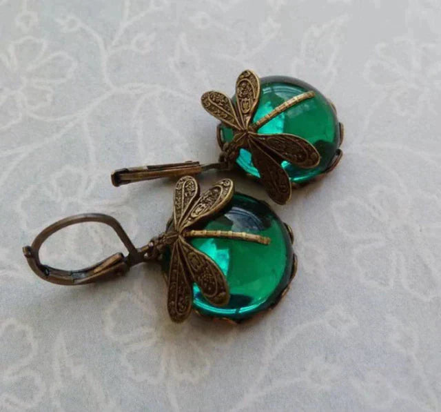 Sphericle Dragonfly Earrings in Antique Gold