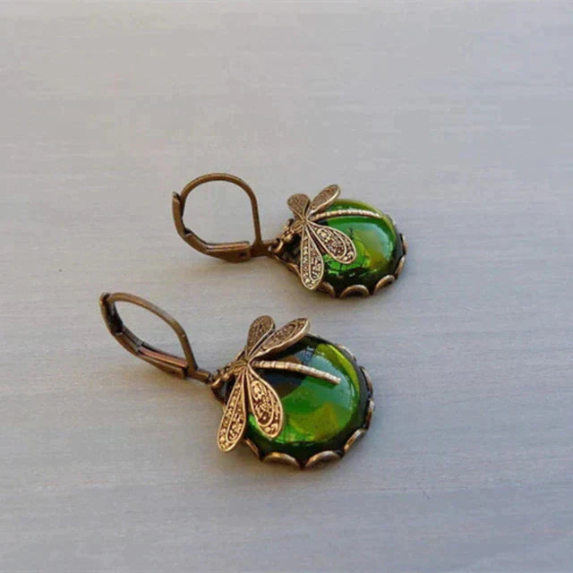 Sphericle Dragonfly Earrings in Antique Gold