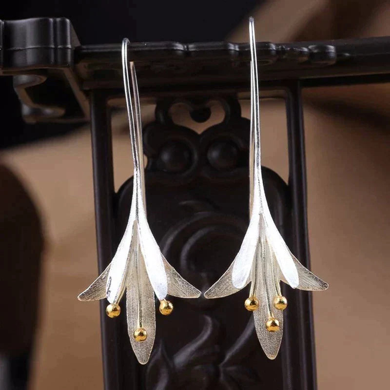 Earrings with Silver Flowers