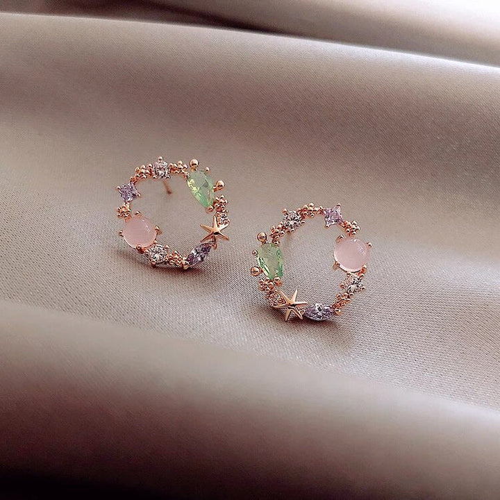 Cyrstal Floral Earrings in Rose Gold