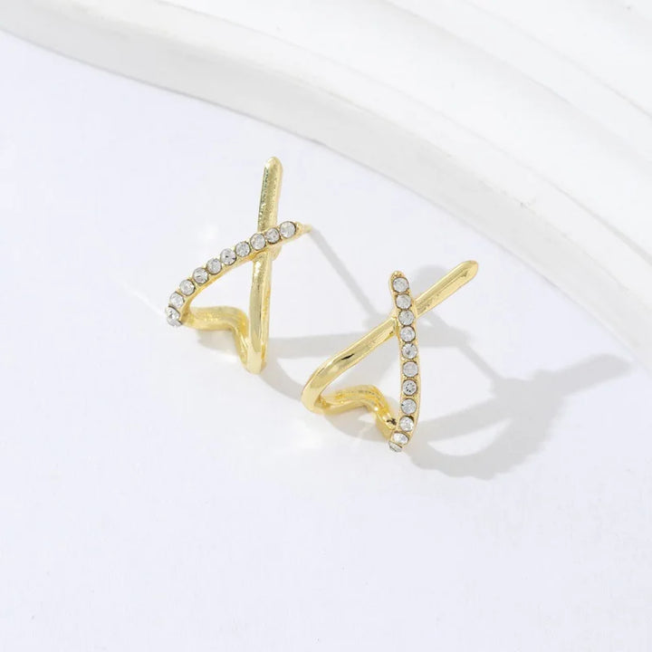 Gold Cross Stud Earrings